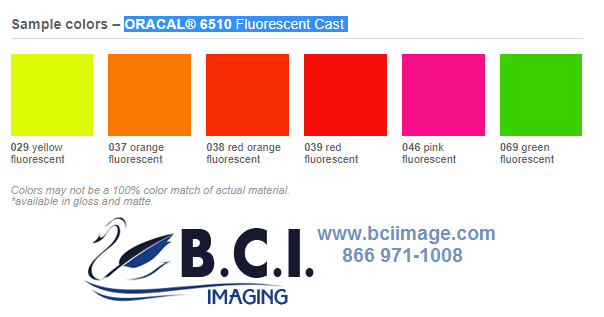 Oracal 6510 Fluorescent Self-Adhesive Vinyl Roll – 610mm Wide, Gloss Finish, UK Made